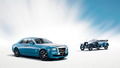 Rolls-Royce Ghost Alpine Centenary Tour - Bleue - 3/4 avant droit, avec Silver Ghost