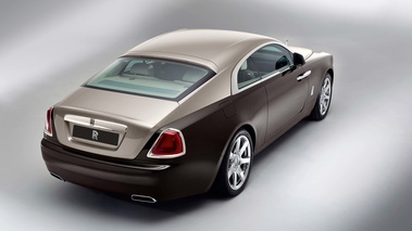 Rolls Royce Wraith marron/beige 3/4 arrière droit vue de haut