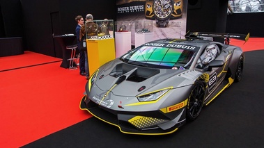 Festival Automobile International de Paris 2018 - Lamborghini Huracan Super Trofeo Evo anthracite mate 3/4 avant gauche