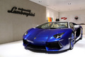 Lamborghini Aventador LP700-4 Roadster bleu 3/4 avant gauche