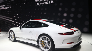 Salon de Genève 2016 - Porsche 991 R blanc 3/4 arrière gauche