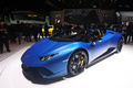 Salon de Genève 2018 - Lamborghini Huracan Performante Spyder bleu mate 3/4 avant gauche