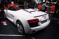 Mondial de l'Automobile de Paris 2012 - Audi R8 Spyder blanc 3/4 arrière gauche