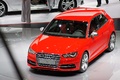 Mondial de l'Automobile de Paris 2012 - Audi S3 rouge 3/4 avant gauche vue de haut