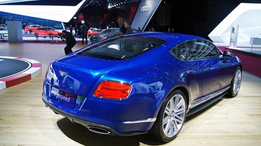 Mondial de l'Automobile de Paris 2012 - Bentley Continental GT Speed bleu 3/4 arrière droit