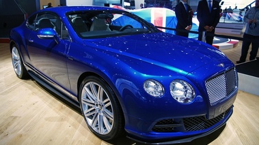 Mondial de l'Automobile de Paris 2012 - Bentley Continental GT Speed bleu 3/4 avant droit