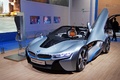 Mondial de l'Automobile de Paris 2012 - BMW i8 Spyder 3/4 avant gauche porte ouverte
