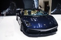 Mondial de l'Automobile de Paris 2012 - Lamborghini Gallardo LP550-2 Spyder bleu 3/4 avant droit