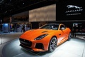 Mondial de l'Automobile de Paris 2016 - Jaguar F-Type SVR orange 3/4 avant gauche