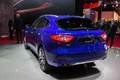 Mondial de l'Automobile de Paris 2016 - Maserati Levante SQ4 bleu 3/4 arrière gauche