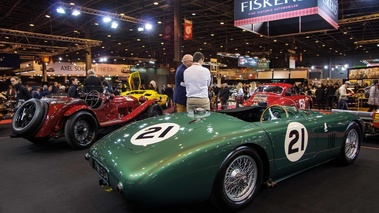 Rétromobile 2017 - Aston Martin DB3 vert 3/4 arrière droit