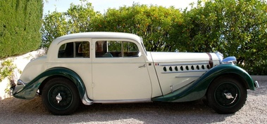 Delahaye 135, vert+blanc, profil droit