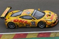 Ferrari 458 GT3 jaune filé vue de haut