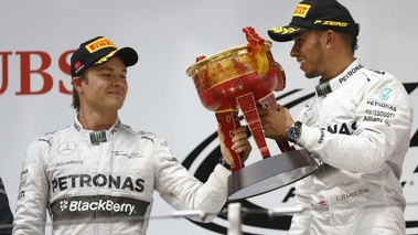 F1 GP Chine 2014 Mercedes Hamilton et Rosberg podium