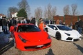 Cars & Coffee Paris - Ferrari 458 Spider rouge & Lamborghini Aventador blanc