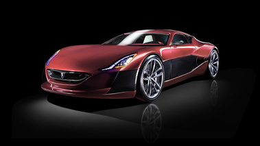 Rimac Concept One - bordeaux - 3/4 avant gauche