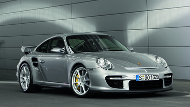 Porsche 911 GT2 grise 3/4 avant droit